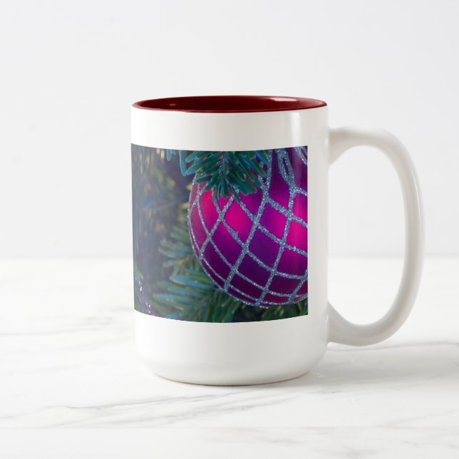Caneca De Café Em Dois Tons Enfeites de natal rosa (Direita)
