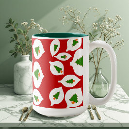 Caneca De Café Em Dois Tons Enfeites de natal Vermelho de Árvore Verde