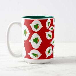 Caneca De Café Em Dois Tons Enfeites de natal Vermelho de Árvore Verde