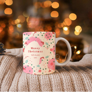 Caneca De Café Em Dois Tons Enfeites e Meias Vermelhos – Natal Retrô