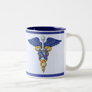Caneca De Café Em Dois Tons Enfermagem Caduceus