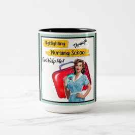 Caneca De Café Em Dois Tons Enfermando Notas_ Bolinhas
