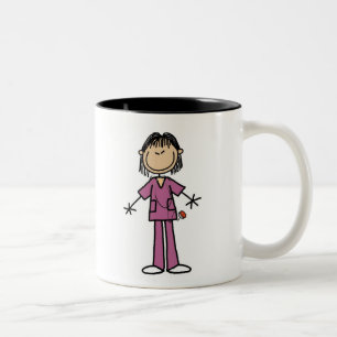 Caneca De Café Em Dois Tons Enfermeira asiática de punho feminino
