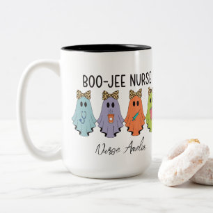 Caneca De Café Em Dois Tons Enfermeira Boo-Jee Halloween Fantasma Nome Persona
