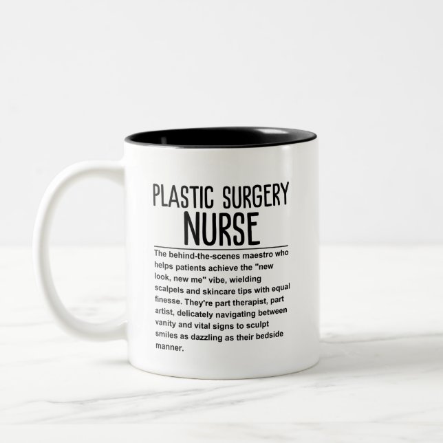 Caneca De Café Em Dois Tons Enfermeira de cirurgia plástica (Esquerda)