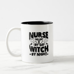Caneca De Café Em Dois Tons Enfermeira De Dia Bruxa De Noite-Enfermeira-Hallow
