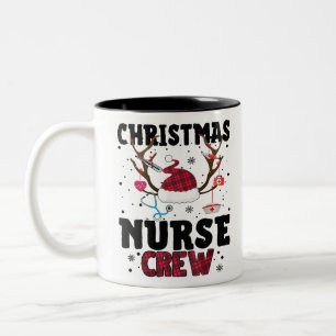 Caneca De Café Em Dois Tons Enfermeira de Natal da Xadrez Buffalo Nurss