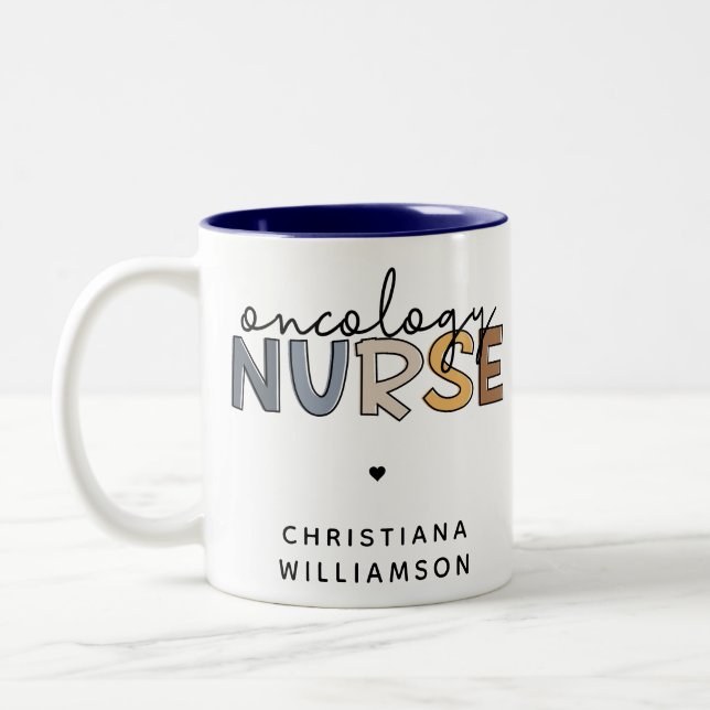 Caneca De Café Em Dois Tons Enfermeira de Oncologia Personalizada - Presentes  (Esquerda)
