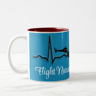 Caneca De Café Em Dois Tons Enfermeira de voo QRS e Helicóptero azul