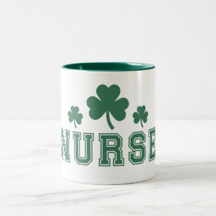Caneca De Café Em Dois Tons Enfermeira do Dia de São Patrício Envoltório de Tr