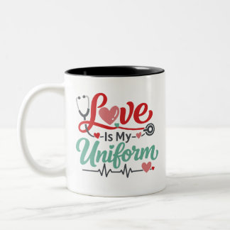 Caneca De Café Em Dois Tons Enfermeira é meu uniforme de amor