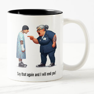 Caneca De Café Em Dois Tons Enfermeira Escolhendo o Paciente Membro do Tough G