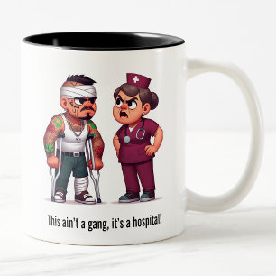 Caneca De Café Em Dois Tons Enfermeira Escolhendo o Paciente Membro do Tough G