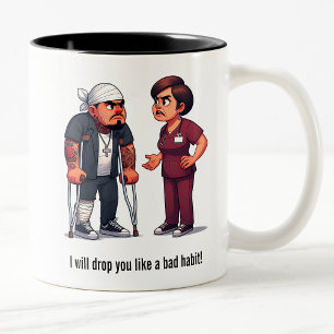 Caneca De Café Em Dois Tons Enfermeira Escolhendo o Paciente Membro do Tough G
