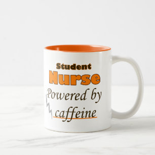Caneca De Café Em Dois Tons Enfermeira estudantil movida pela cafeína