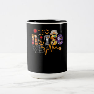 Caneca De Café Em Dois Tons Enfermeira Halloween Presente Com Pumpkin Boo Spid