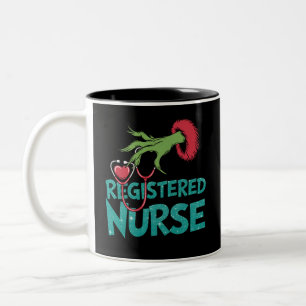 Caneca De Café Em Dois Tons Enfermeira registrada, Papais noeis de estetoscópi