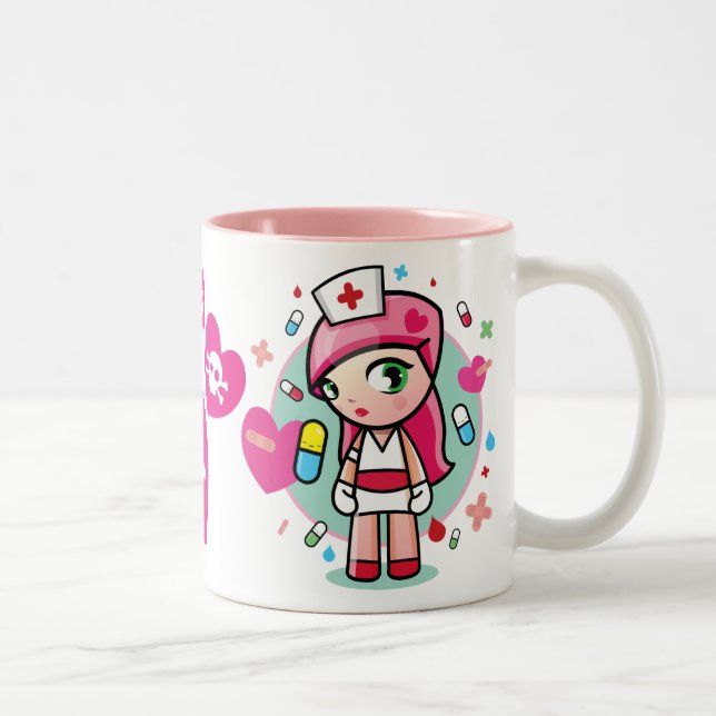 Caneca De Café Em Dois Tons enfermeira super do kawaii (Direita)