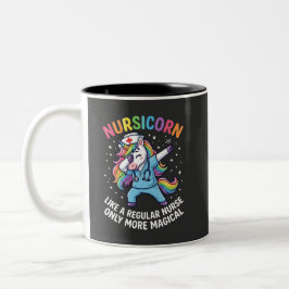 Caneca De Café Em Dois Tons Enfermeira Unicórnio Energia Brilhante e Mágica