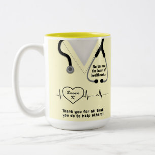 Caneca De Café Em Dois Tons Enfermeiras Personalizadas Obrigado Mug Add Name