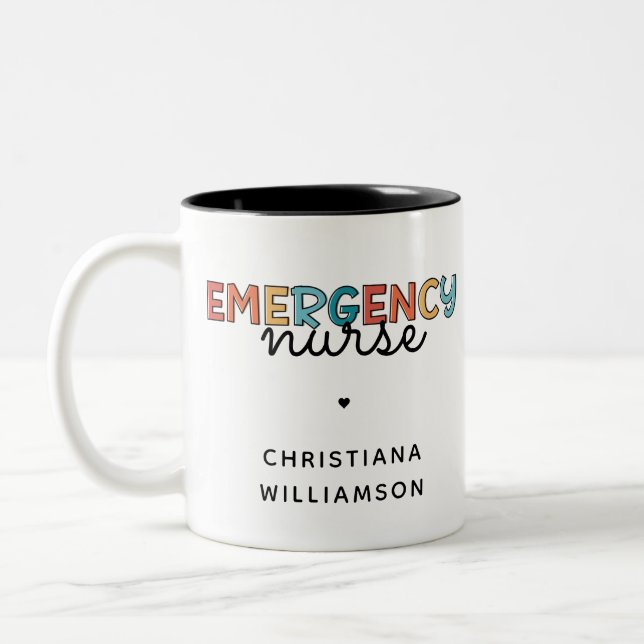 Caneca De Café Em Dois Tons Enfermeiro de Emergência Personalizado Enfermeiro  (Esquerda)