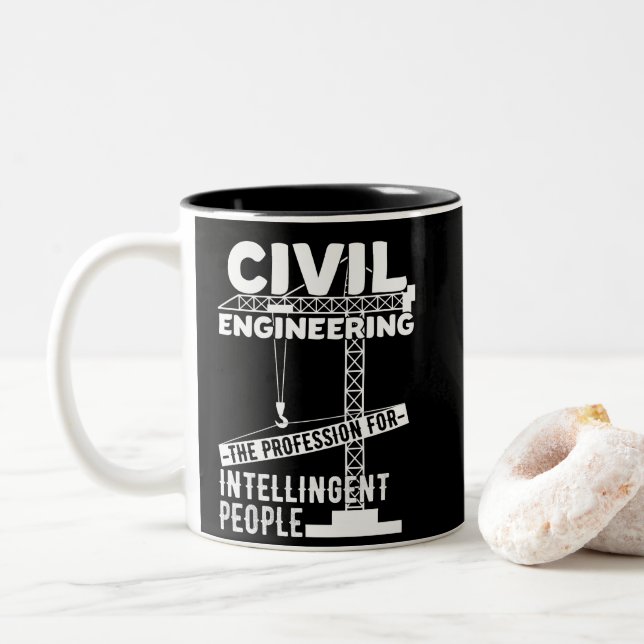 Caneca De Café Em Dois Tons Engenharia Civil A Profissão Para Inteligência (Com Donut)