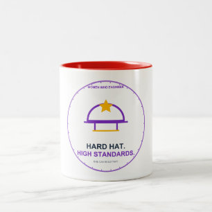 Caneca De Café Em Dois Tons Engenheira Mulher Padrões Elevados Capacete de Seg