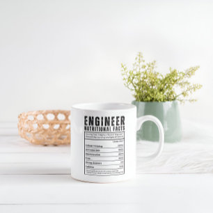 Caneca De Café Em Dois Tons Engenheiro Fatos Nutricionais Engraçado Cérebro