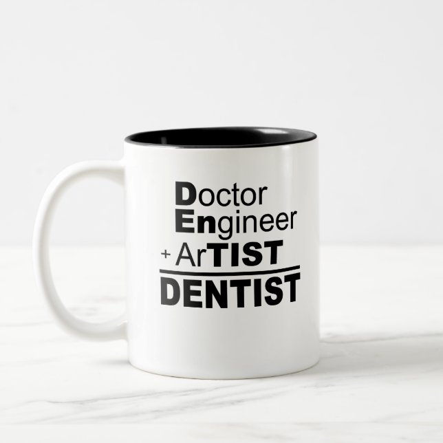 Caneca De Café Em Dois Tons Engenheiro Médico + Artista = Dentista (Esquerda)