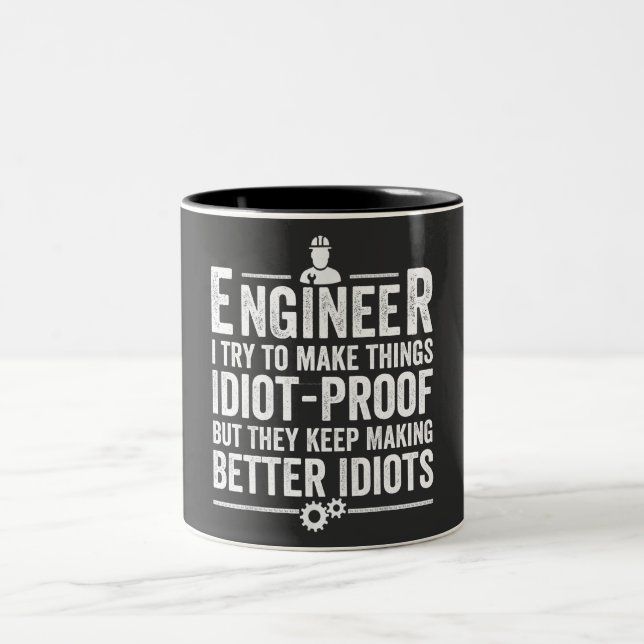 Caneca De Café Em Dois Tons Engenheiro Tento Fazer Coisas Idiotas (Centro)