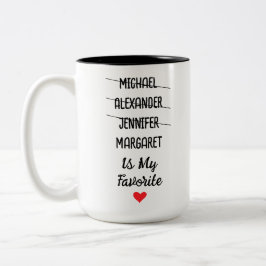 Caneca De Café Em Dois Tons Engraçada Cama de Crianças Favorita com 4 Nomes Pe