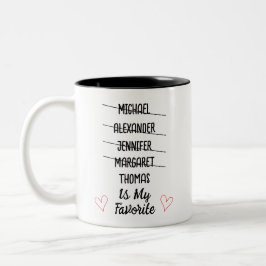 Caneca De Café Em Dois Tons Engraçada Cama de Crianças Favorita com 5 Nomes - 