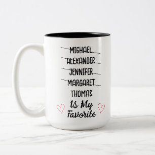 Caneca De Café Em Dois Tons Engraçada Cama de Crianças Favorita com 5 Nomes - 