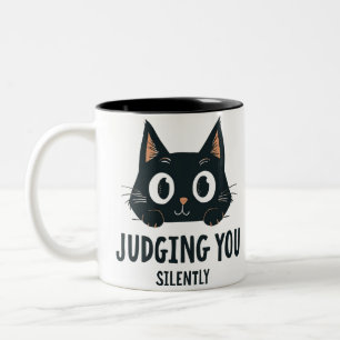 Caneca De Café Em Dois Tons Engraçada, Juízo de Gato Cortado de Gato.
