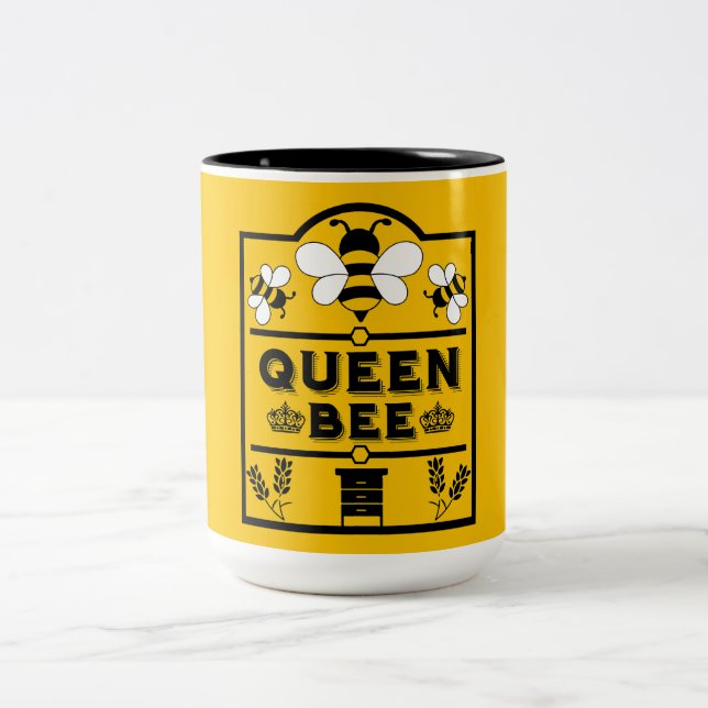 Caneca De Café Em Dois Tons Engraçada Rainha de Mel Apiary Bee (Centro)