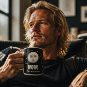 Caneca De Café Em Dois Tons Engraçada "Uau" Lua Face Coffee Mug