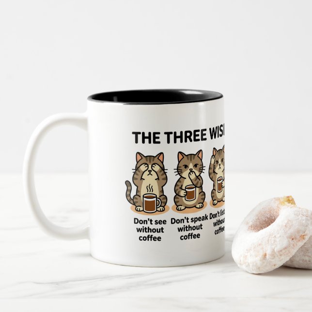 Caneca De Café Em Dois Tons Engraçado (Com Donut)