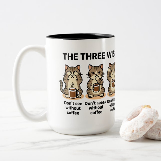 Caneca De Café Em Dois Tons Engraçado (Com Donut)