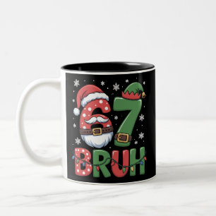 Caneca De Café Em Dois Tons Engraçado 6 7 Seis Sete Bruh Meme Natal Papai Noel