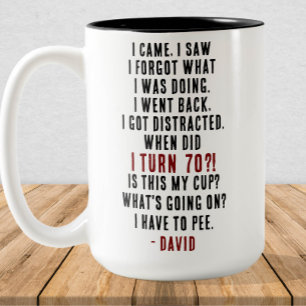 Caneca De Café Em Dois Tons Engraçado 70 Birthday Hilariary Old Age Piada Pers