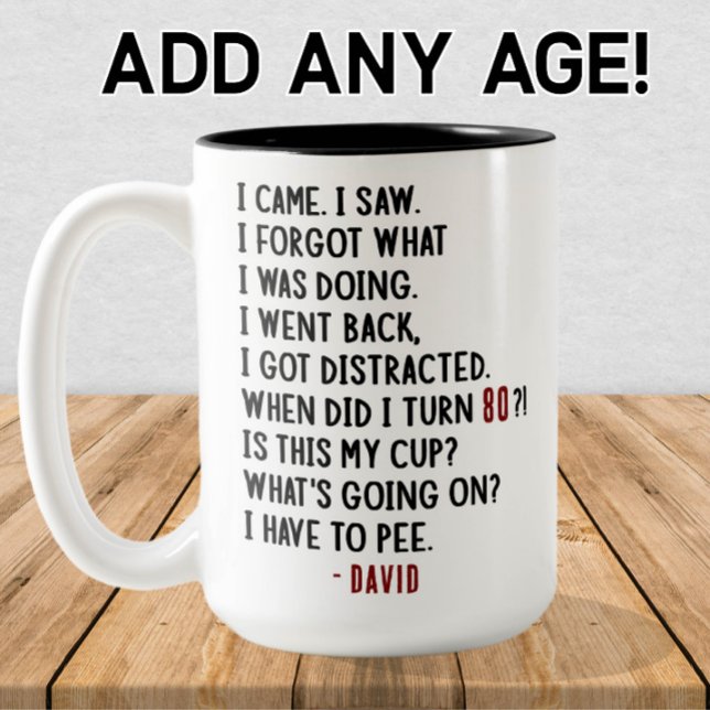 Caneca De Café Em Dois Tons Engraçado 80 Birthday Hilariary Old Age Piada Pers (Criador carregado)
