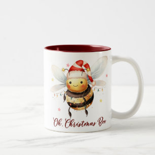 Caneca De Café Em Dois Tons Engraçado Abelha de Natal