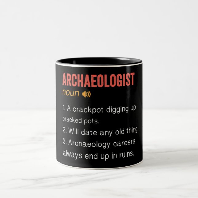 Caneca De Café Em Dois Tons Engraçado Arqueólogo Definição (Centro)