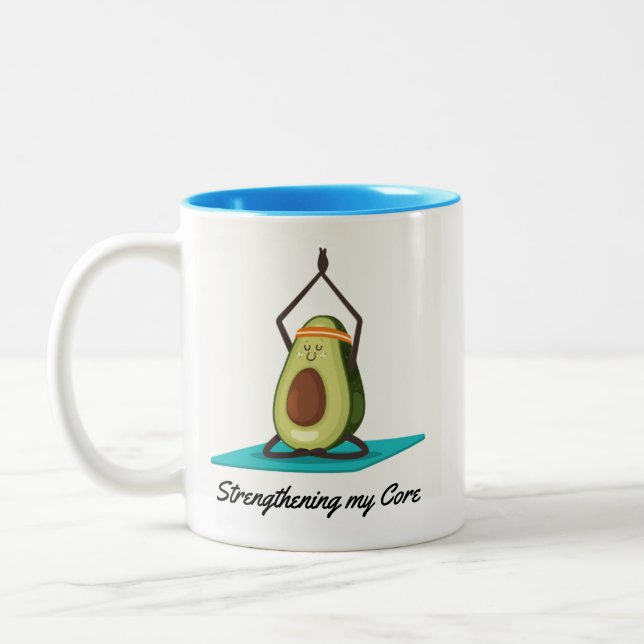 Caneca De Café Em Dois Tons Engraçado Avocado Yoga Pun (Esquerda)