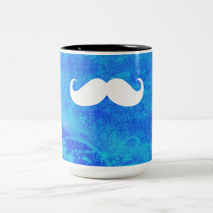 Caneca De Café Em Dois Tons Engraçado bigode branco engraçado no fundo da vinh