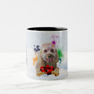 Caneca De Café Em Dois Tons Engraçado, Bonito Cachorro Cavapoo Iapo Natal