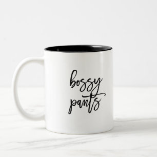 Caneca De Café Em Dois Tons Engraçado Bóssy Pants Dizendo