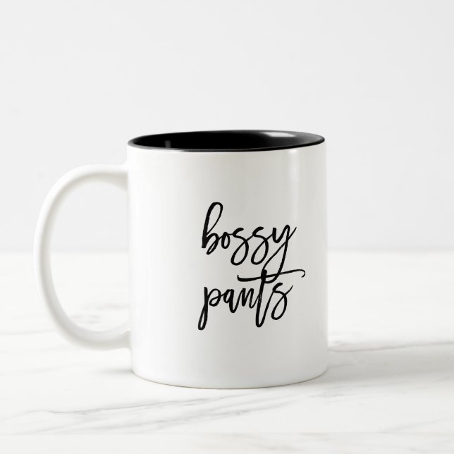 Caneca De Café Em Dois Tons Engraçado Bóssy Pants Dizendo (Esquerda)