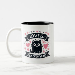 Caneca De Café Em Dois Tons Engraçado Cabelo de gato bonito em todo lugar que 