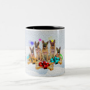 Caneca De Café Em Dois Tons Engraçado, Cachorro German shepherd Bonito, Natal